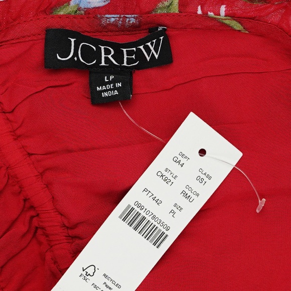 New JCREW Size P L PL Petite Palermo Dress in Ramie Red Multi $168 CK921 - Picture 6 of 6